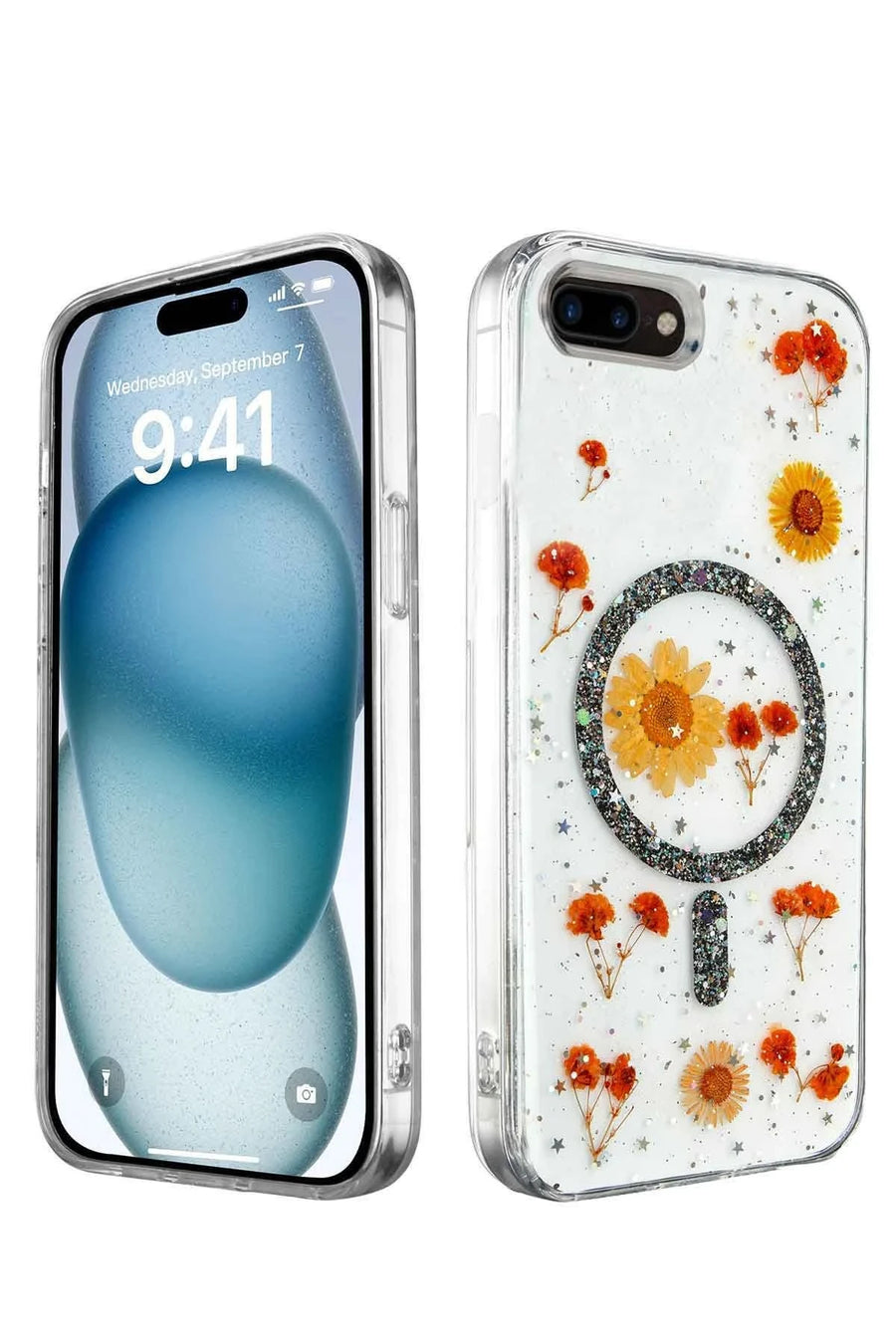 Newface Apple iPhone 7 Kılıf Daisy Simli Magsafe Kapak - Siyah