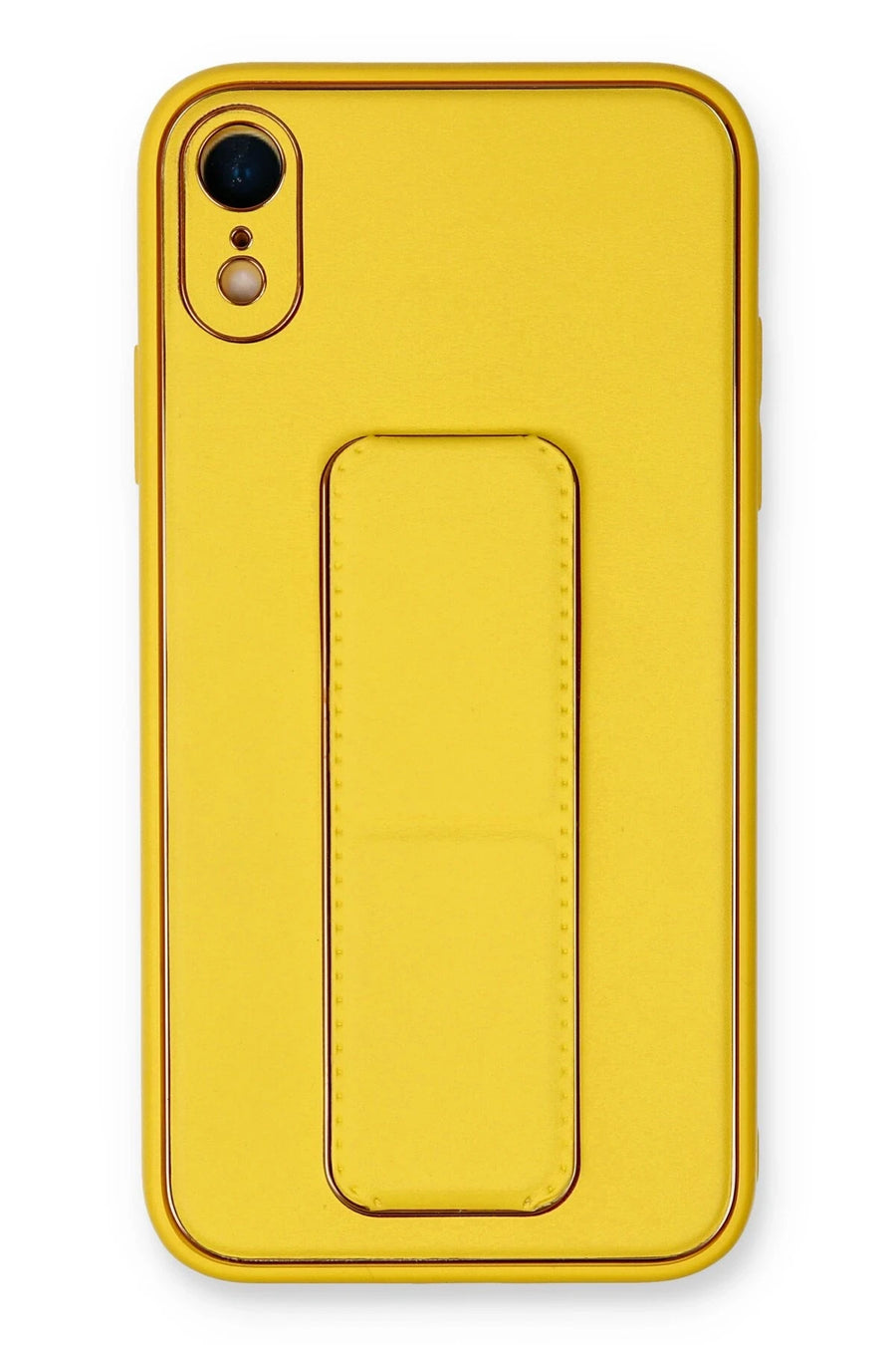 Newface Apple iPhone XR Kılıf Coco Deri Standlı Kapak - Sarı