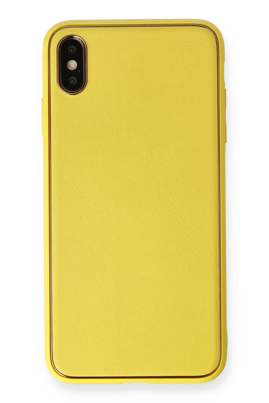 Newface Apple iPhone XS Max Kılıf Coco Deri Silikon Kapak - Sarı