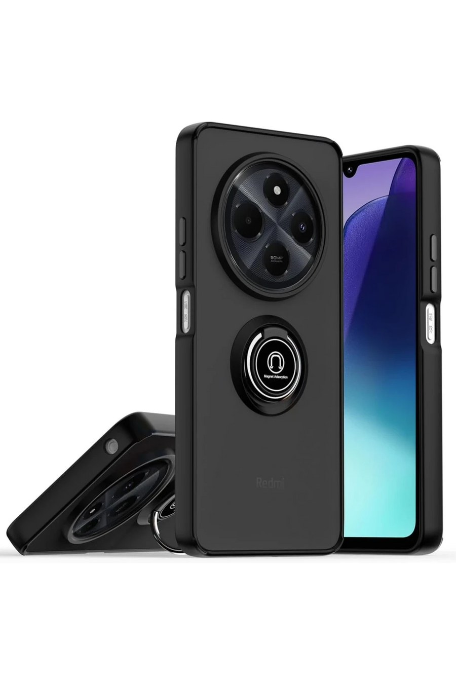 Newface Realme C75 4G Kılıf Montreal Yüzüklü Silikon Kapak - Siyah