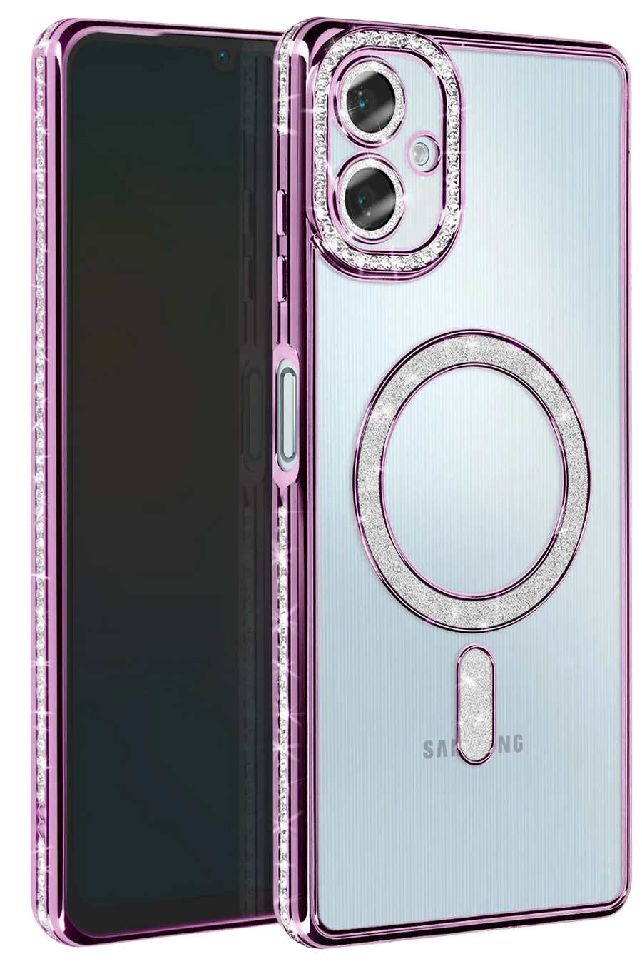 Newface Samsung Galaxy A06 Joke Simli Magneticsafe Kılıf - Derin Mor