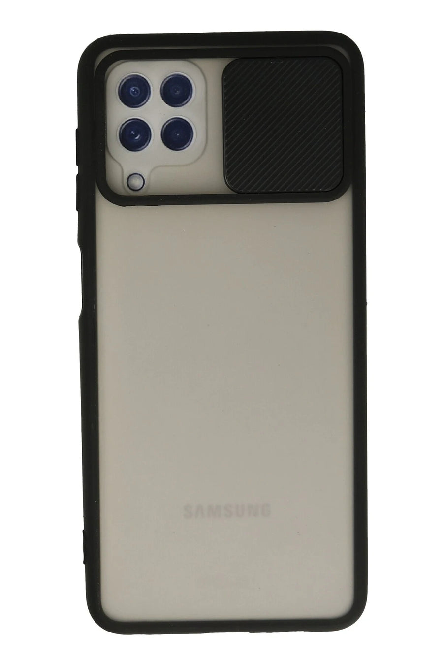 Newface Samsung Galaxy A22 Kılıf Palm Buzlu Kamera Sürgülü Silikon - Siyah