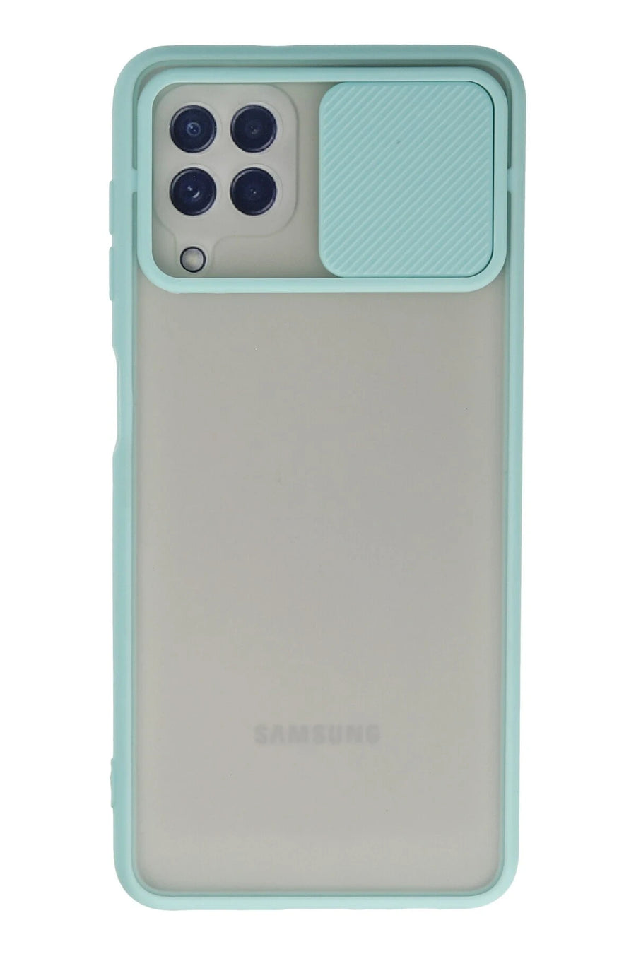 Newface Samsung Galaxy A22 Kılıf Palm Buzlu Kamera Sürgülü Silikon - Turkuaz