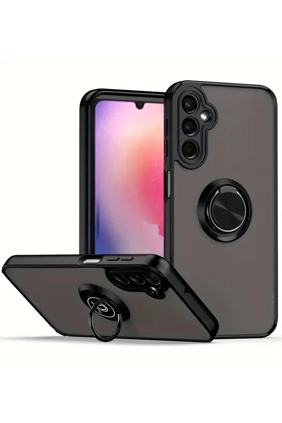 Newface Samsung Galaxy A36 Kılıf Montreal Yüzüklü Silikon Kapak - Siyah