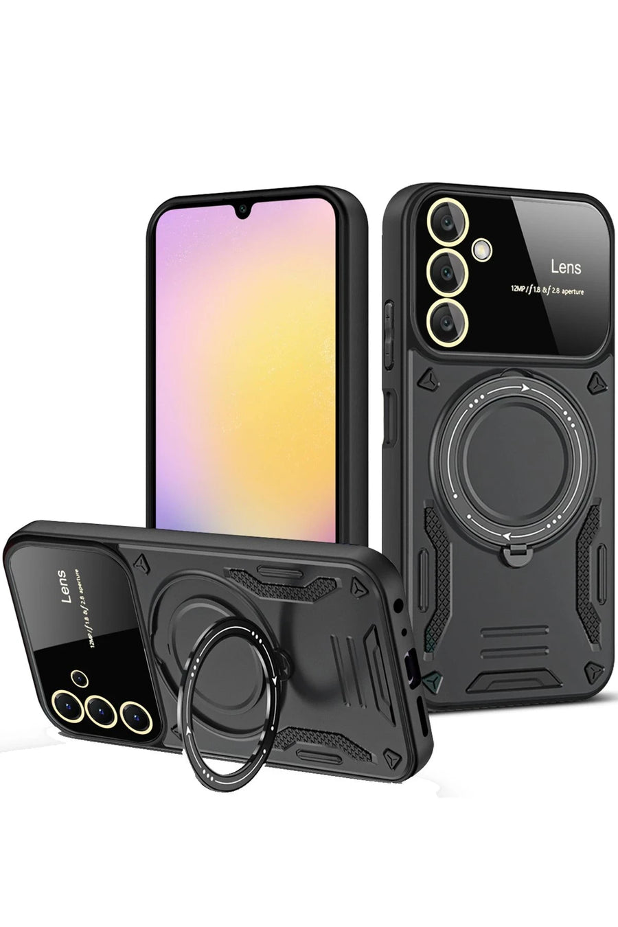 Newface Samsung Galaxy A54 5G Kılıf Joy Lens Standlı Kapak - Siyah