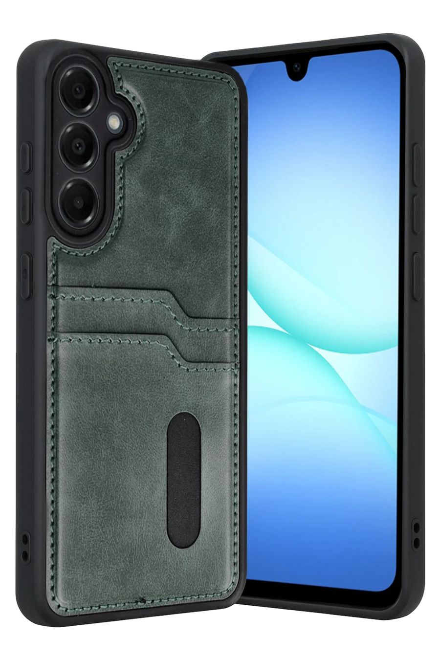 Newface Samsung Galaxy A57 5G Sara Kartvizitli Deri Kılıf - Yeşil