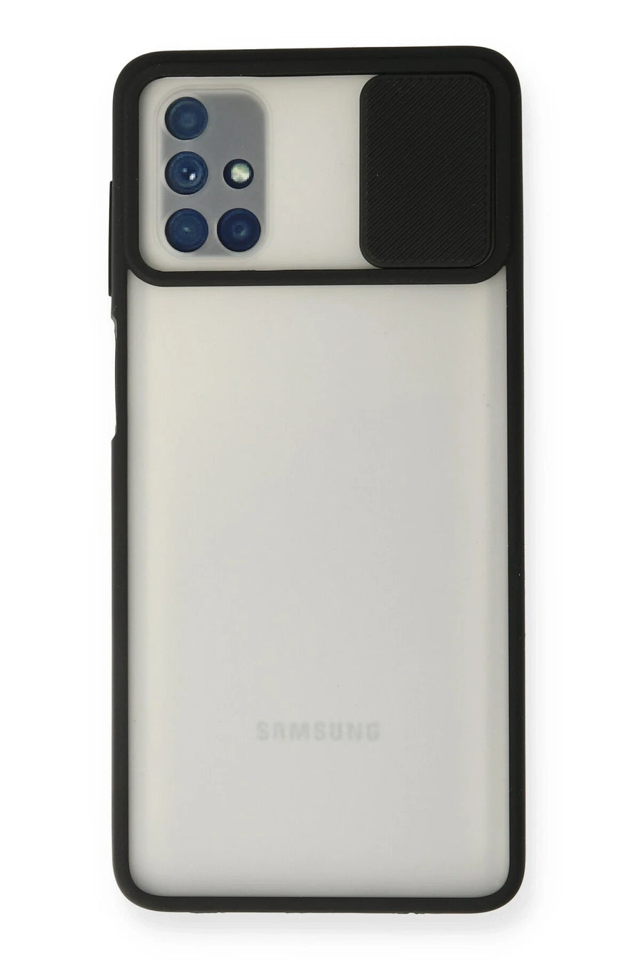 Newface Samsung Galaxy M51 Kılıf Palm Buzlu Kamera Sürgülü Silikon - Siyah