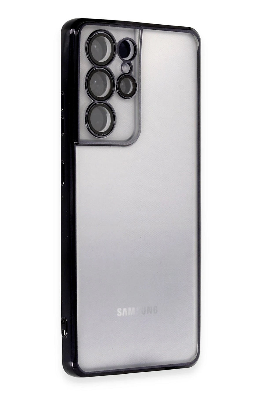 Newface Samsung Galaxy S21 Ultra Kılıf Razer Lensli Silikon - Siyah