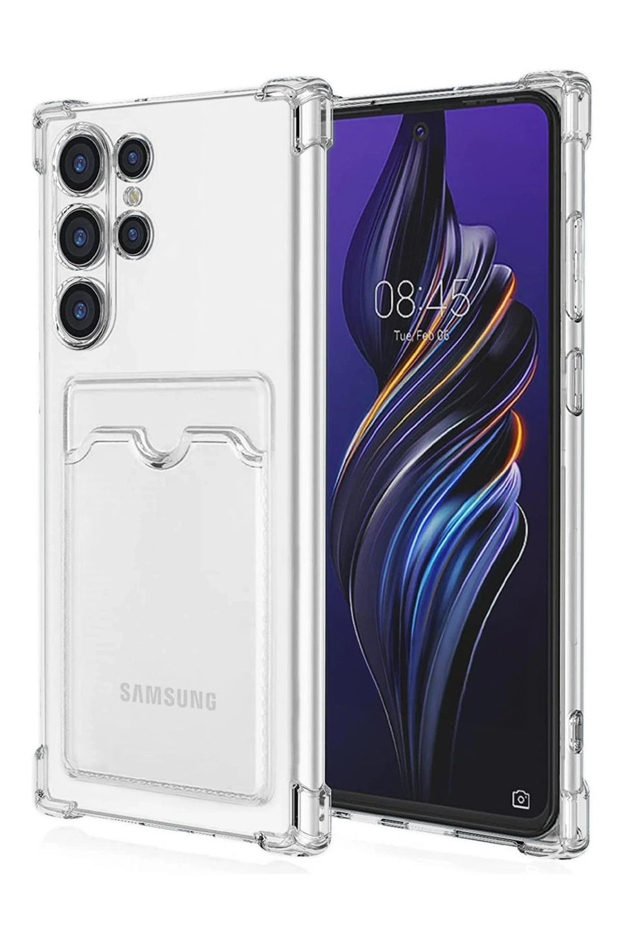 Newface Samsung Galaxy S22 Ultra Kılıf Kart Şeffaf Silikon - Şeffaf