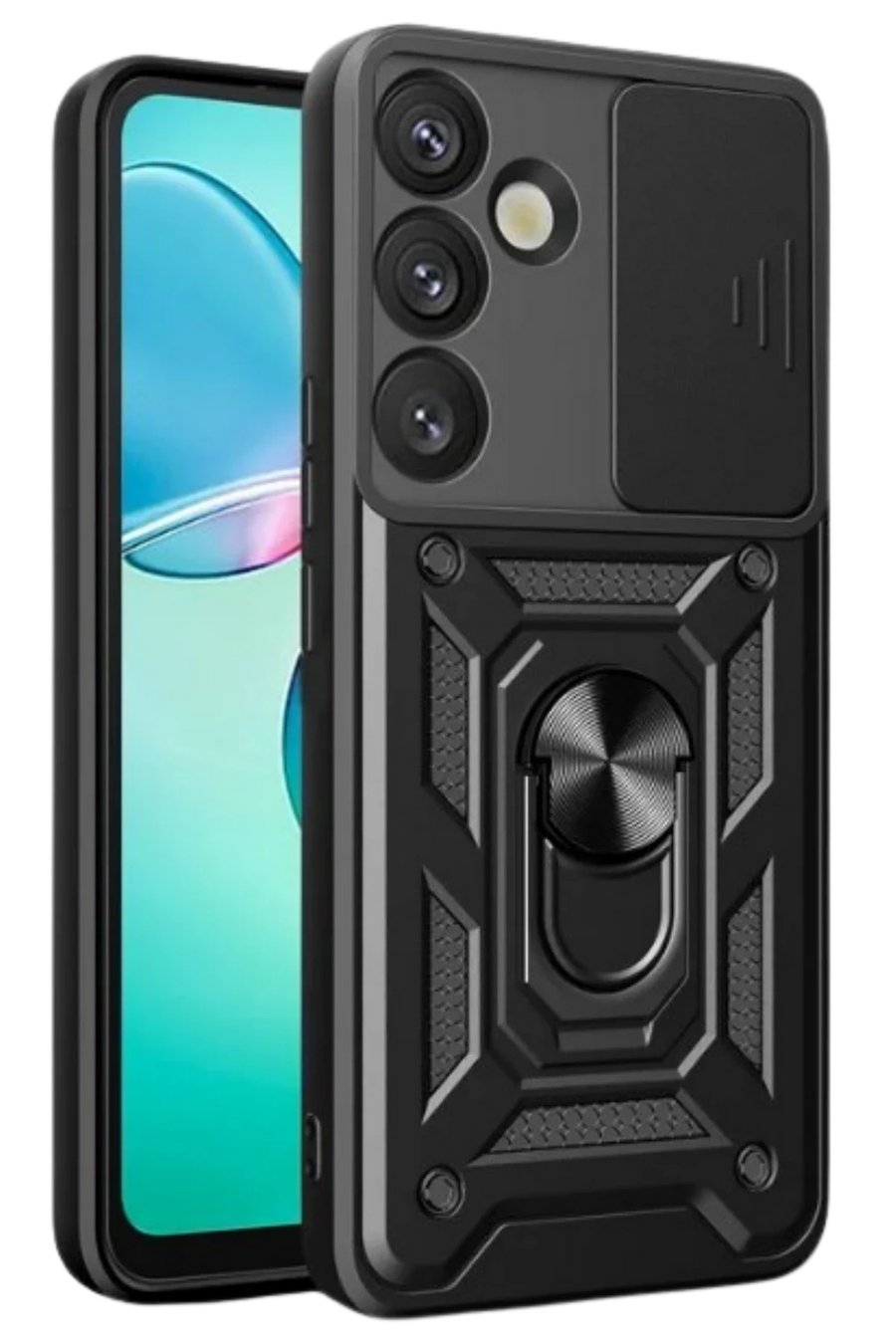 Newface Samsung Galaxy S25 Kılıf Pars Lens Yüzüklü Silikon - Siyah