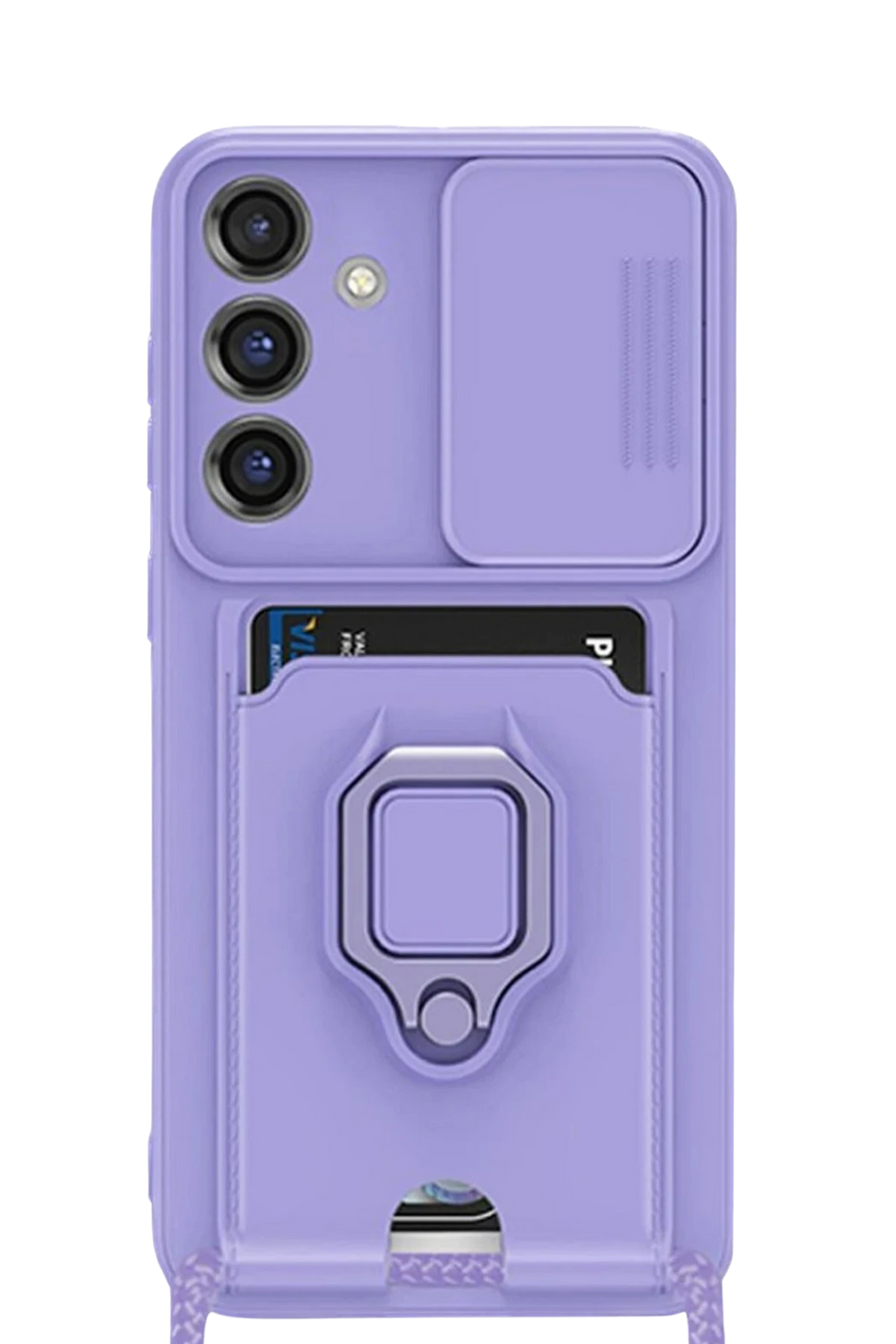 Newface Samsung Galaxy S25 Plus Kılıf Zuma Kartvizitli Yüzüklü Silikon - Lila