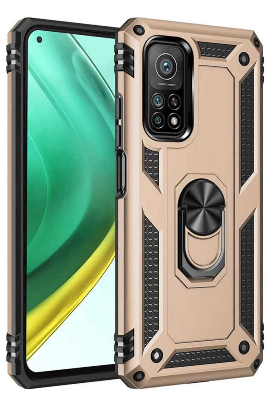Newface Xiaomi Mi 10T Pro Kılıf Sofya Yüzüklü Silikon Kapak - Gold
