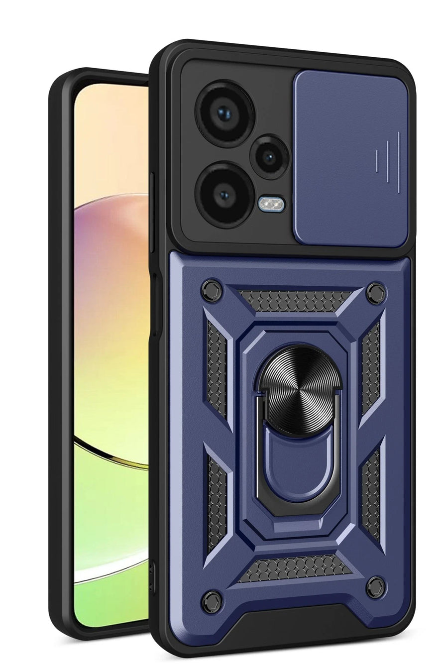 Newface Xiaomi Redmi Note 12 Pro Plus Kılıf Pars Lens Yüzüklü Silikon - Lacivert