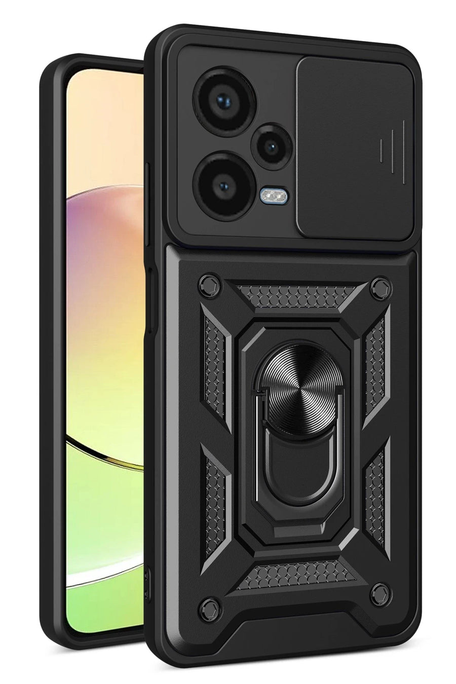 Newface Xiaomi Redmi Note 12 Pro Plus Kılıf Pars Lens Yüzüklü Silikon - Siyah