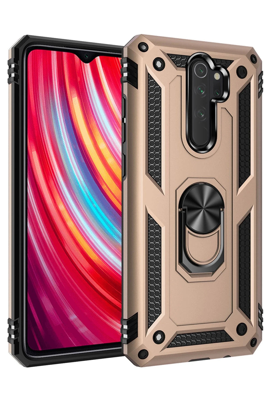 Newface Xiaomi Redmi Note 8 Pro Kılıf Sofya Yüzüklü Silikon Kapak - Gold