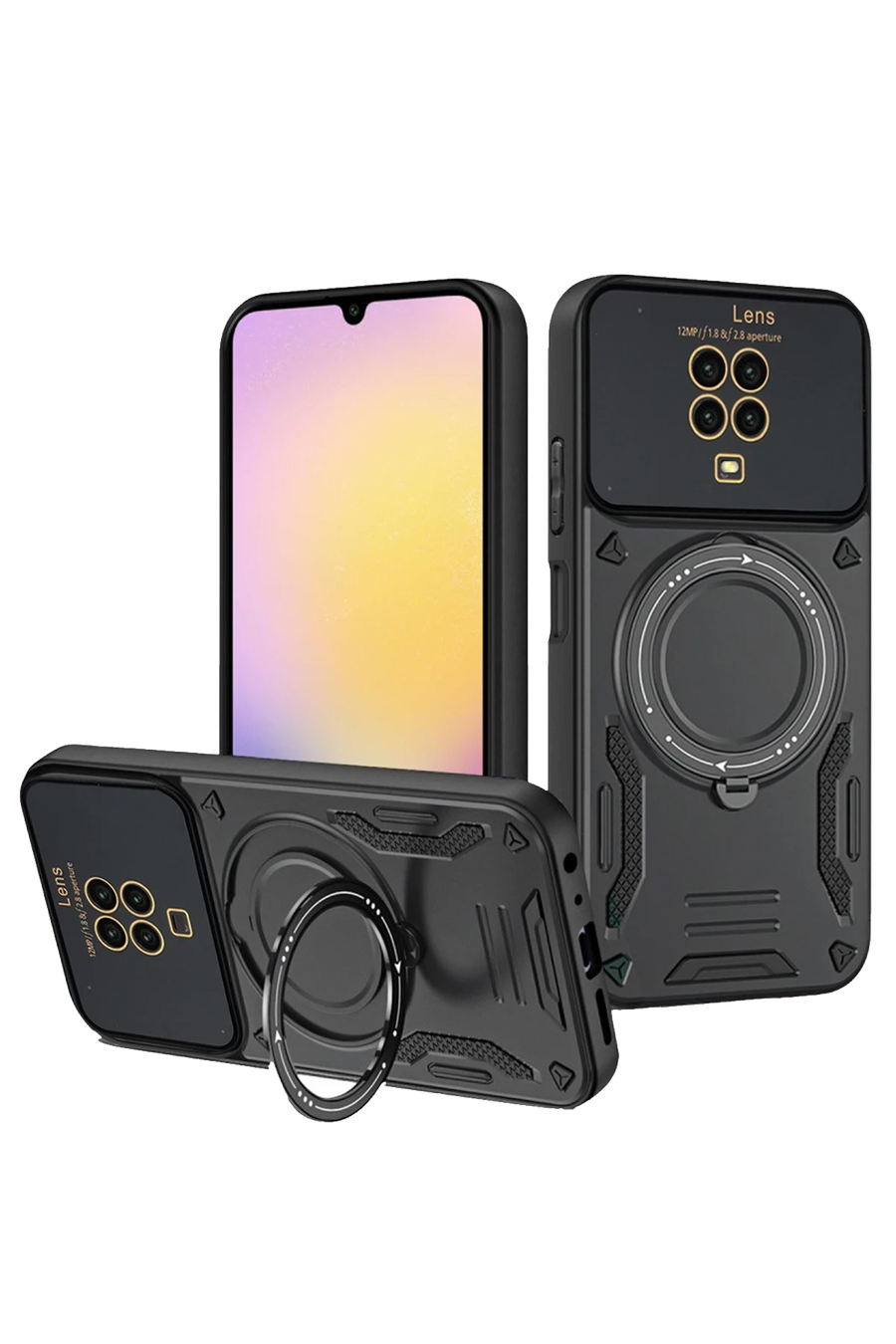 Newface Xiaomi Redmi Note 9 Pro Joy Lens Standlı Kapak - Siyah