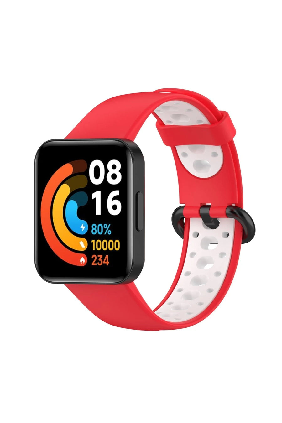Newface Xiaomi Redmi Watch 2 Spor Delikli Kordon - Kırmızı-Beyaz