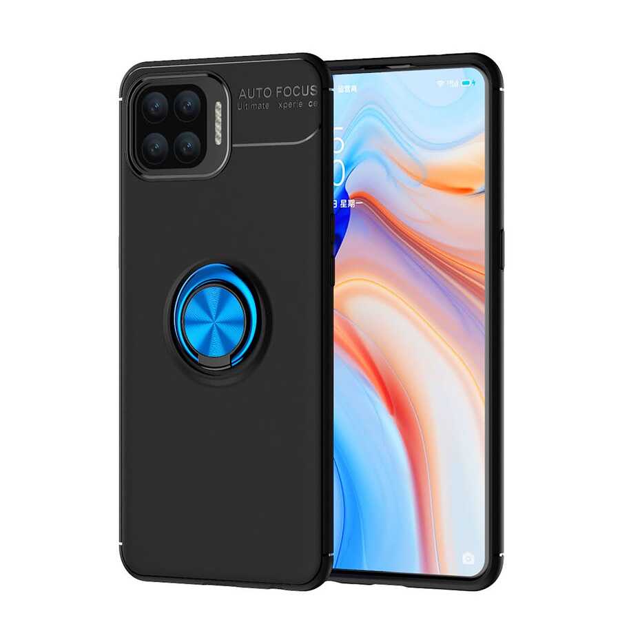 Oppo A73 Kılıf Zore Ravel Silikon Kılıf - Siyah-Mavi
