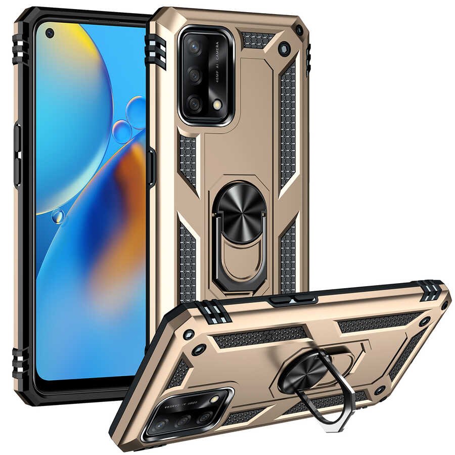 Oppo A74 4G Kılıf Zore Vega Kılıf - Gold