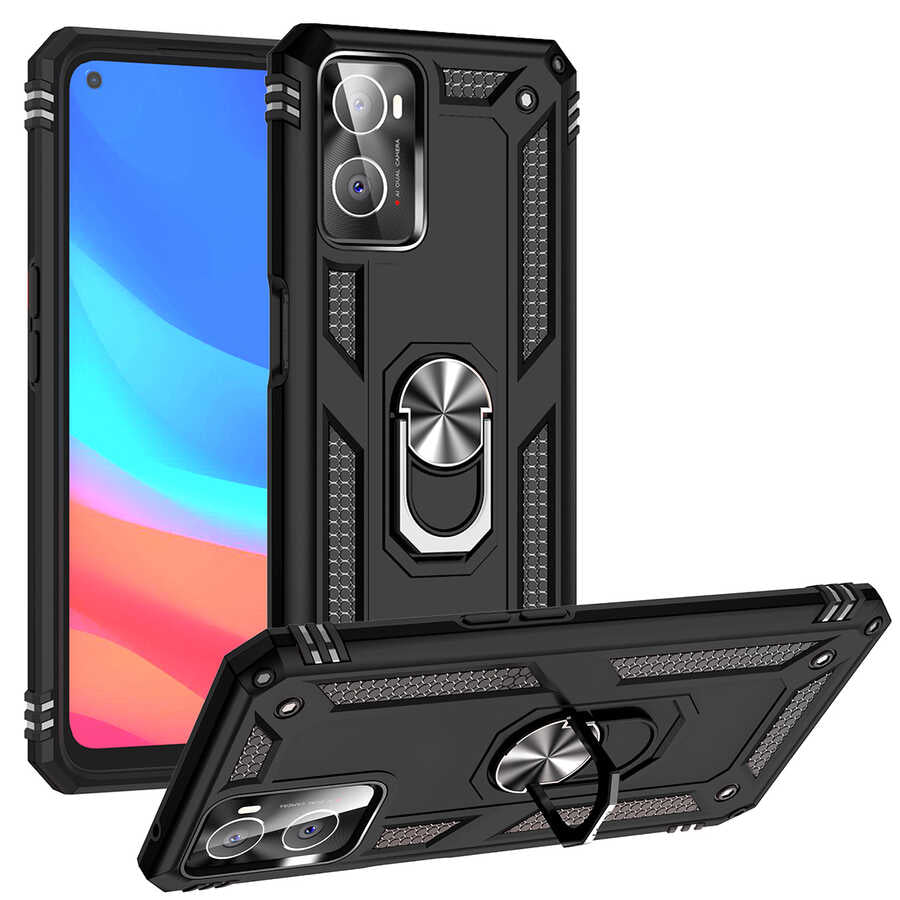 Oppo A96 4G Kılıf Zore Vega Kılıf - Siyah