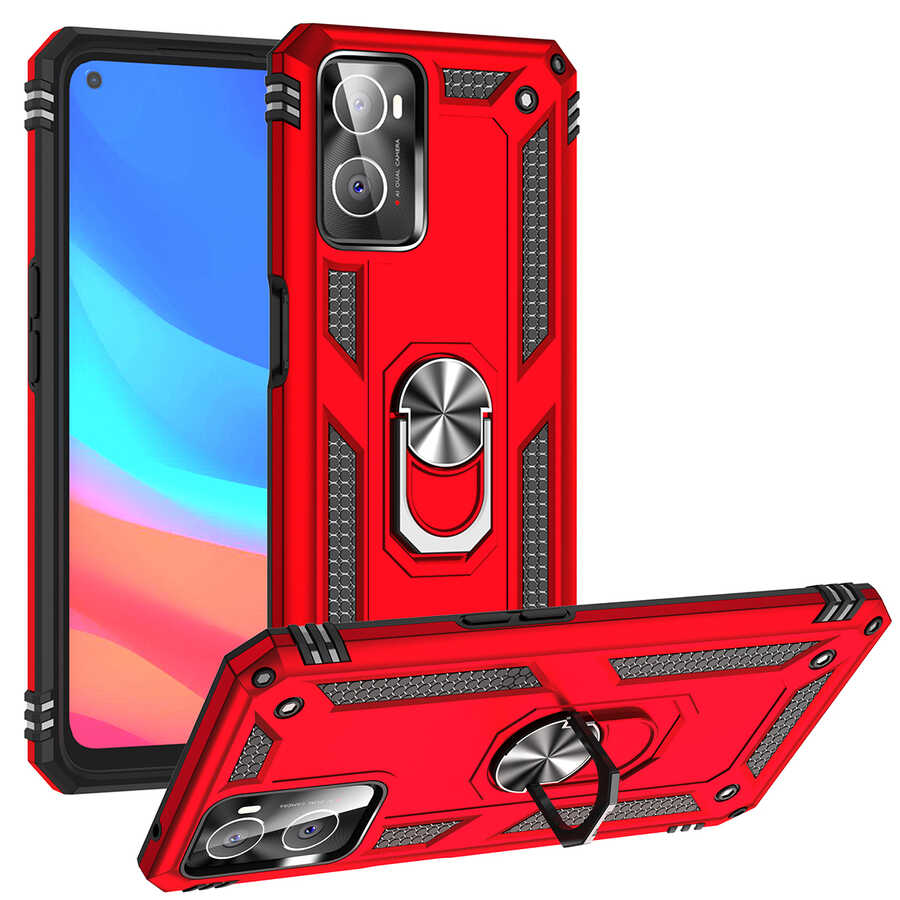 Oppo A96 4G Kılıf Zore Vega Kılıf - Kırmızı