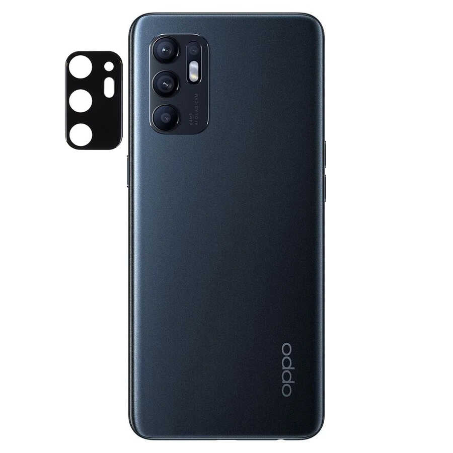 Oppo Reno 6 4G Zore 3D Kamera Camı - Siyah