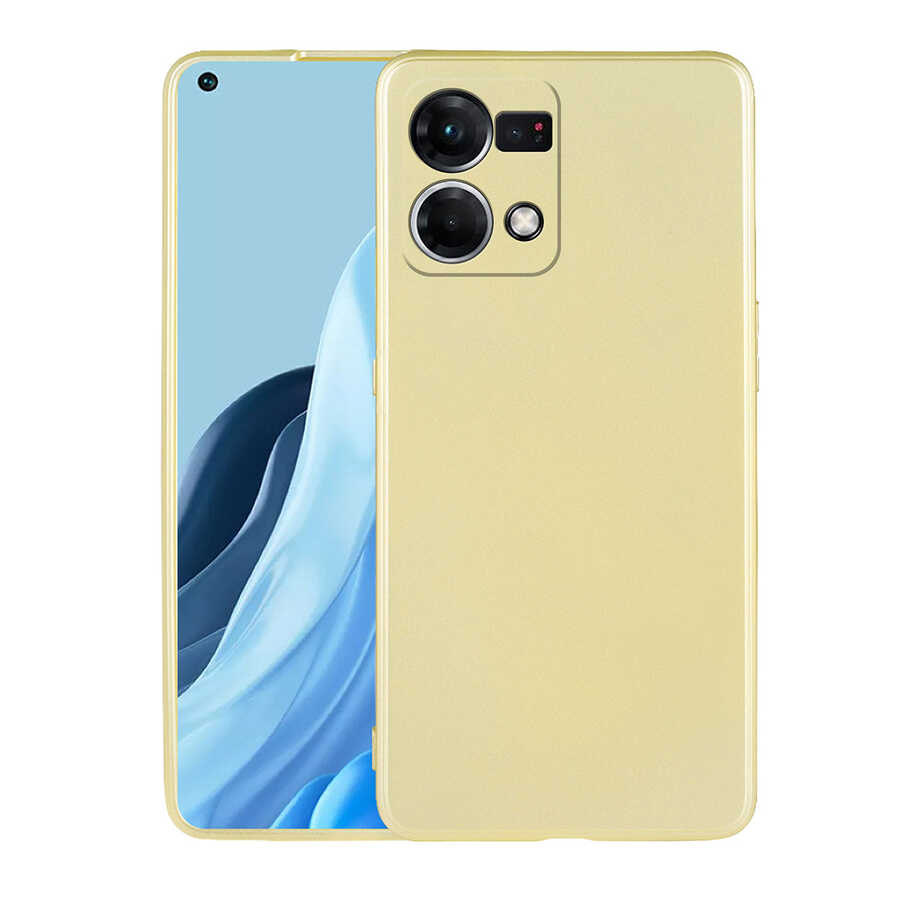 Oppo Reno 7 4G Kılıf Zore Premier Silikon Kılıf - Gold
