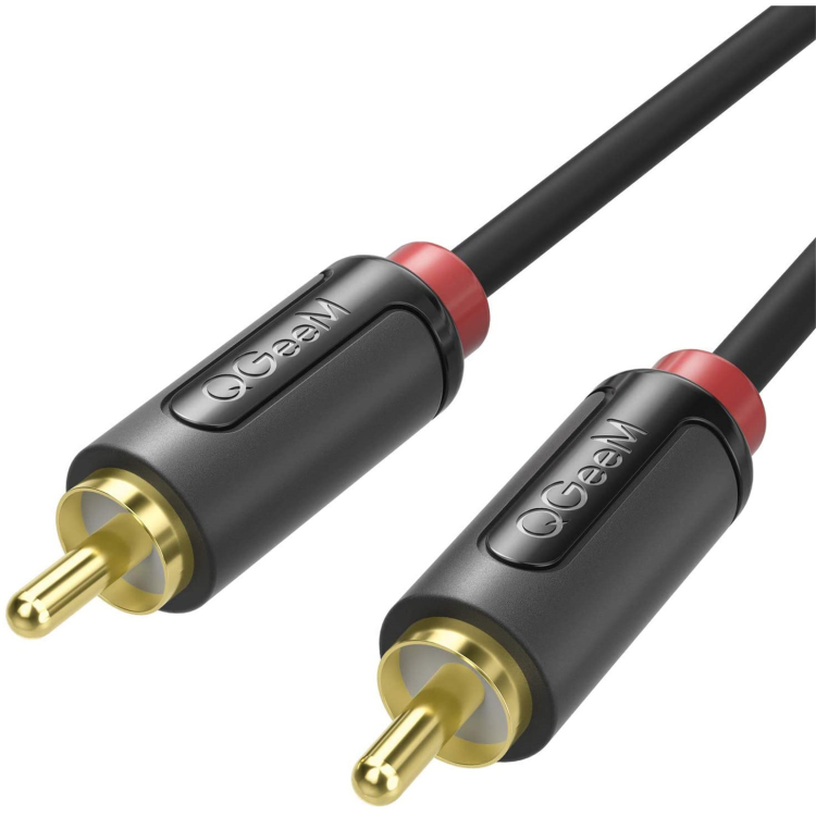 Qgeem QG-AU11 RCA Aux Audio Kablo 3.05M - Siyah