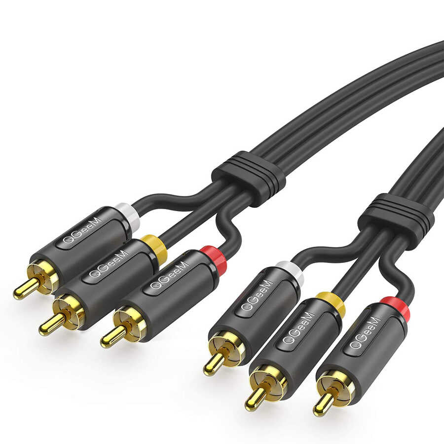 Qgeem QG-AU13 RCA Aux Audio Kablo 1.83M - Siyah