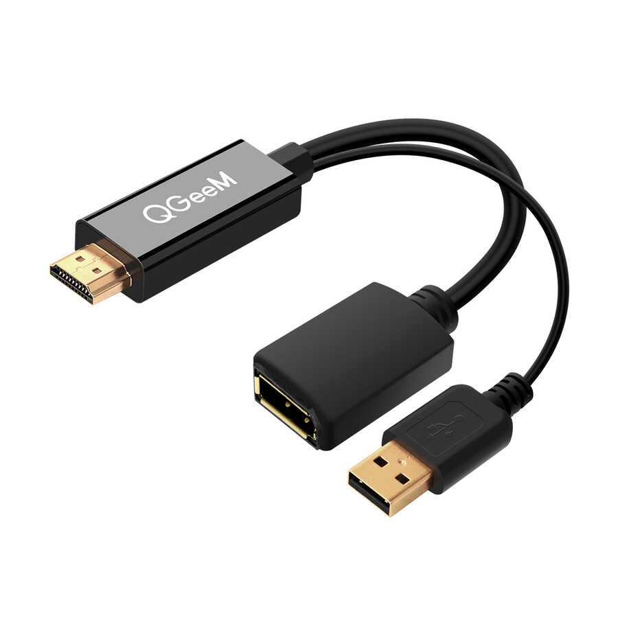 Qgeem QG-HD01 HDMI To Display Port Dönüştürücü - Siyah