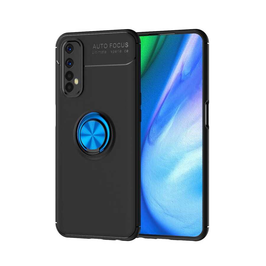 Realme 7 Kılıf Zore Ravel Silikon Kılıf - Siyah-Mavi