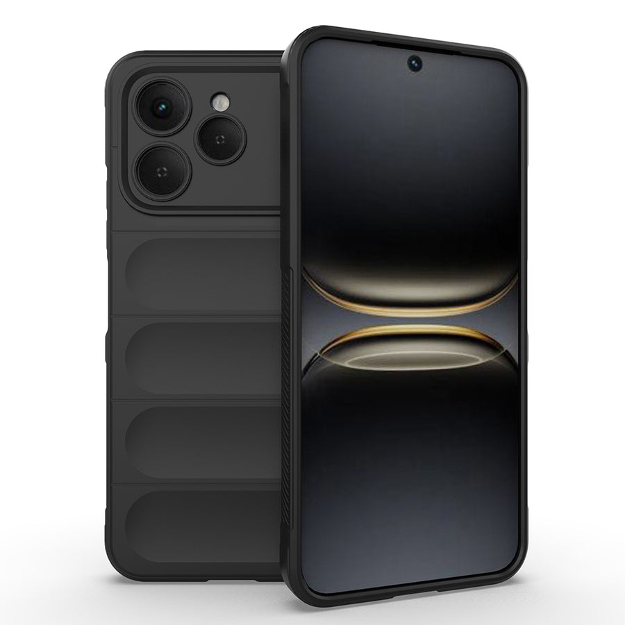 Tecno Spark 40 Kılıf Esnek TPU Oyuklu Arka Yüzey Tasarımlı Zore Etnik Silikon Kılıf - Siyah