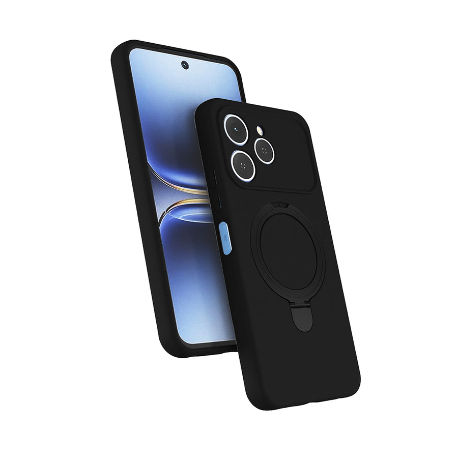 Tecno Spark 40 Kılıf M-safe Şarj Özellikli Standlı Zore Samara Kılıf - Siyah