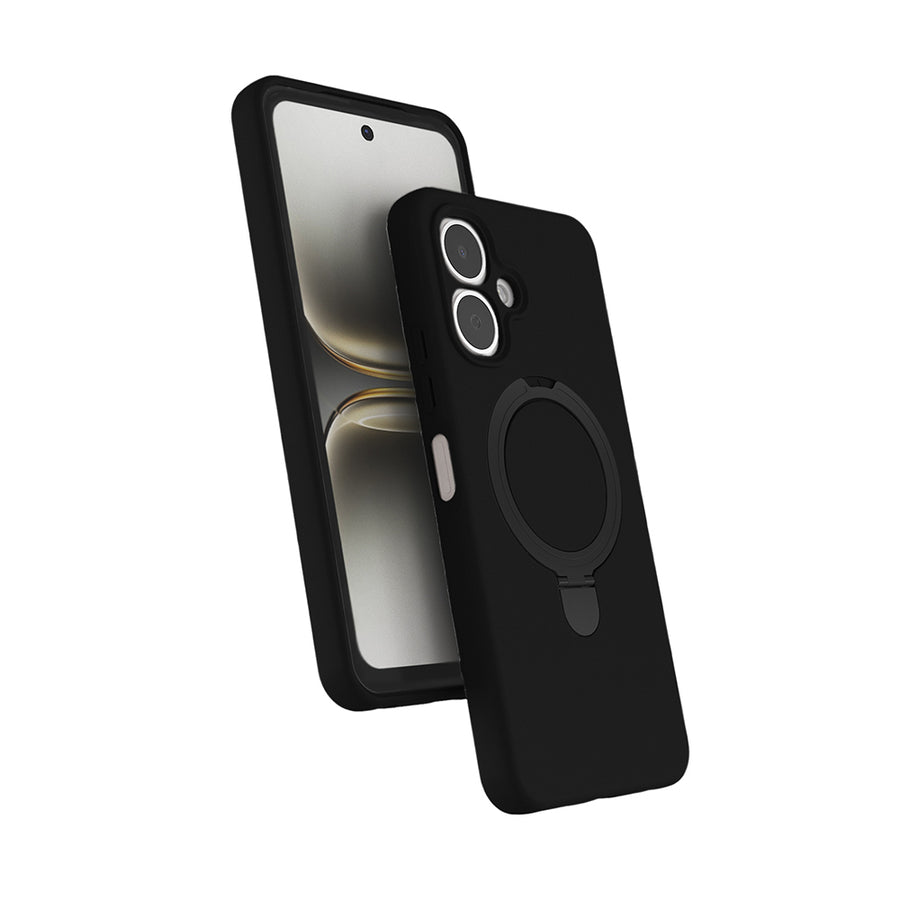 Tecno Spark Go 2 Kılıf M-safe Şarj Özellikli Standlı Zore Samara Kılıf - Siyah