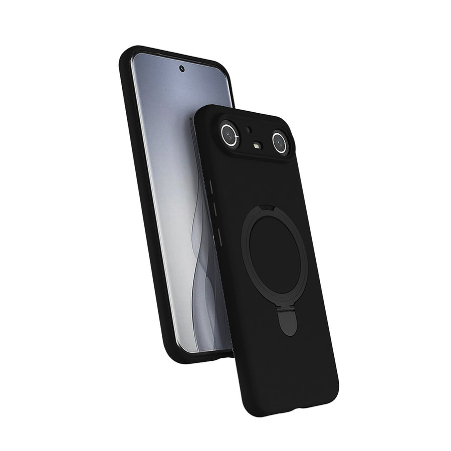Tecno Spark Slim 5G Kılıf M-safe Şarj Özellikli Standlı Zore Samara Kılıf - Siyah