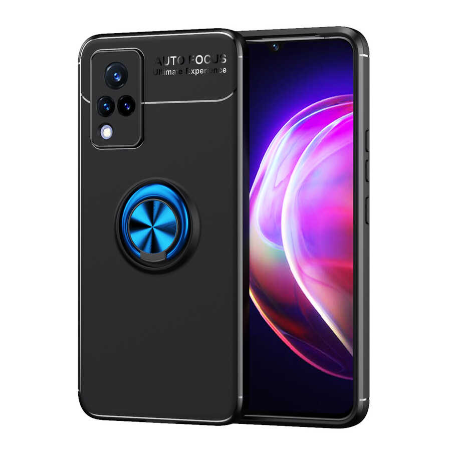 Vivo V21 Kılıf Zore Ravel Silikon Kılıf - Siyah-Mavi