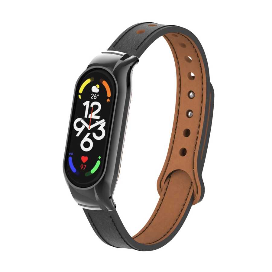 Xiaomi Mi Band 7 KRD-68 Deri Kordon - Siyah