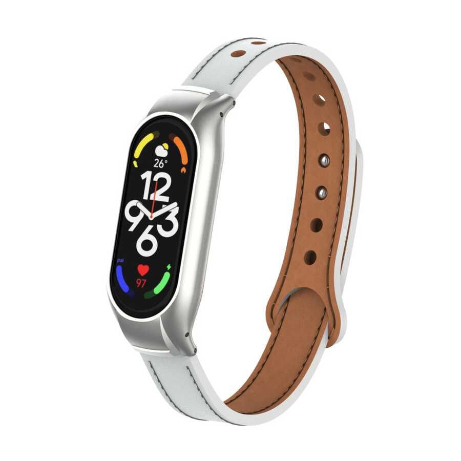 Xiaomi Mi Band 7 KRD-68 Deri Kordon - Beyaz