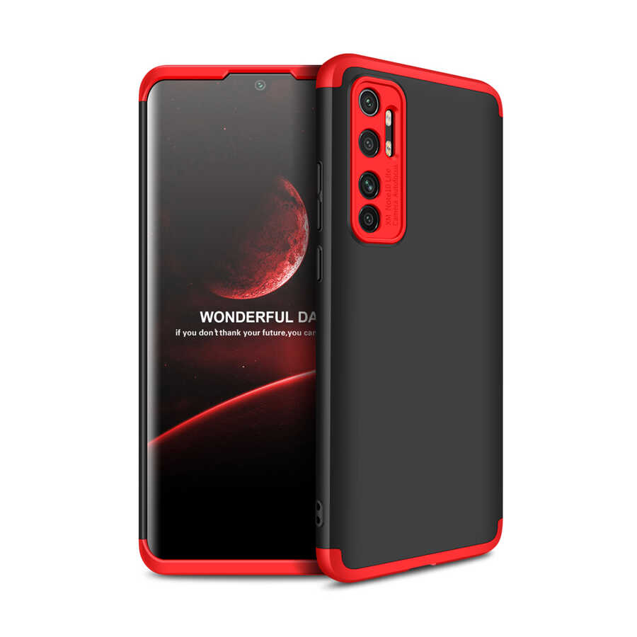 Xiaomi Mi Note 10 Lite Kılıf Zore Ays Kılıf - Siyah-Kırmızı