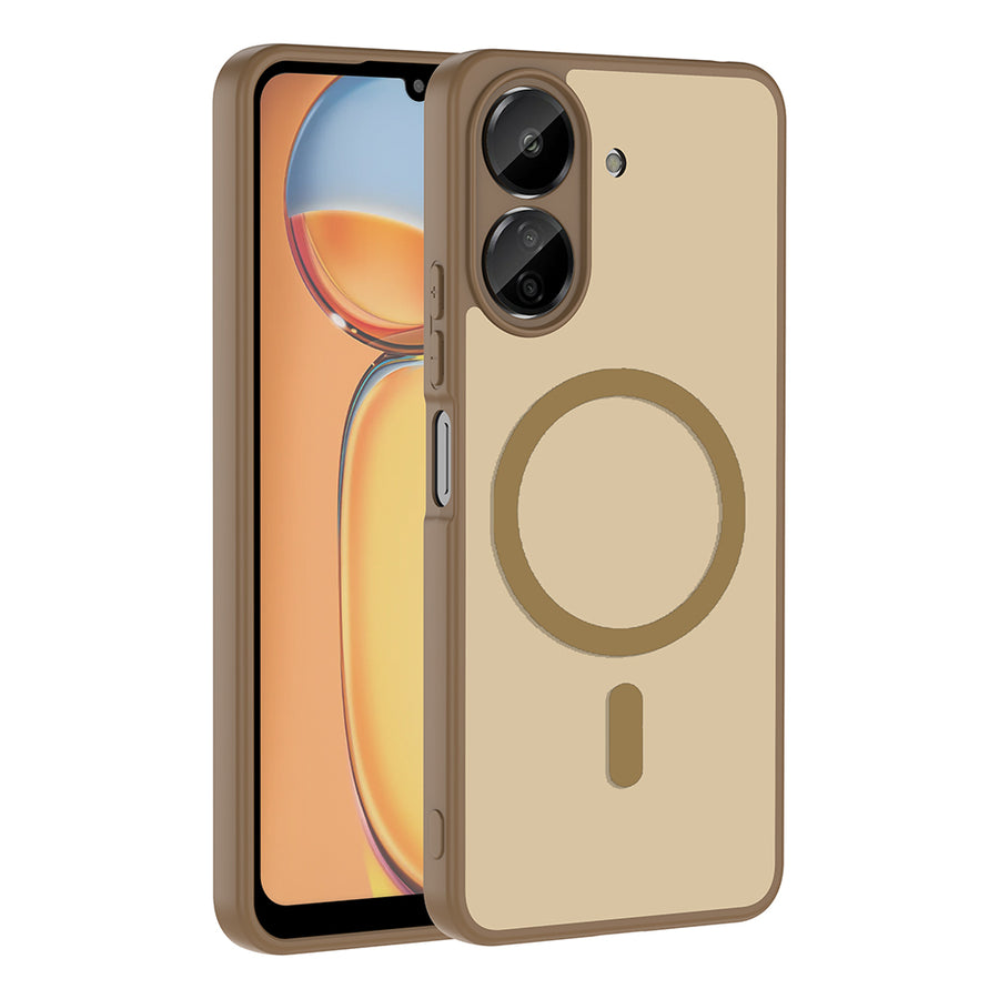 Xiaomi Poco C65 Kılıf M-safe Şarj Özellikli Zore Babet Kılıf - Kahverengi