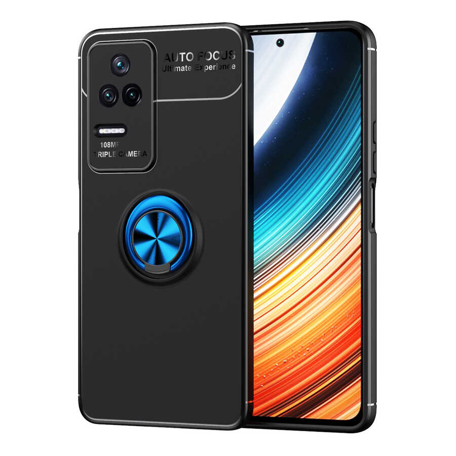 Xiaomi Poco F4 Kılıf Zore Ravel Silikon Kılıf - Siyah-Mavi