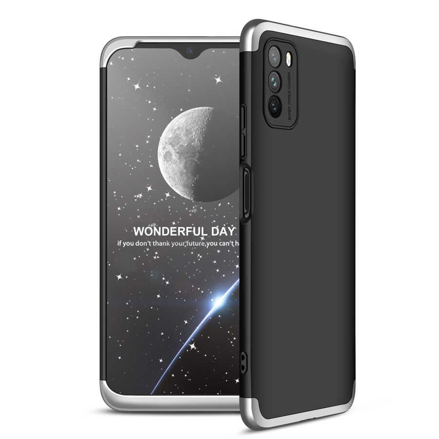 Xiaomi Poco M3 Kılıf Zore Ays Kılıf - Siyah-Gri