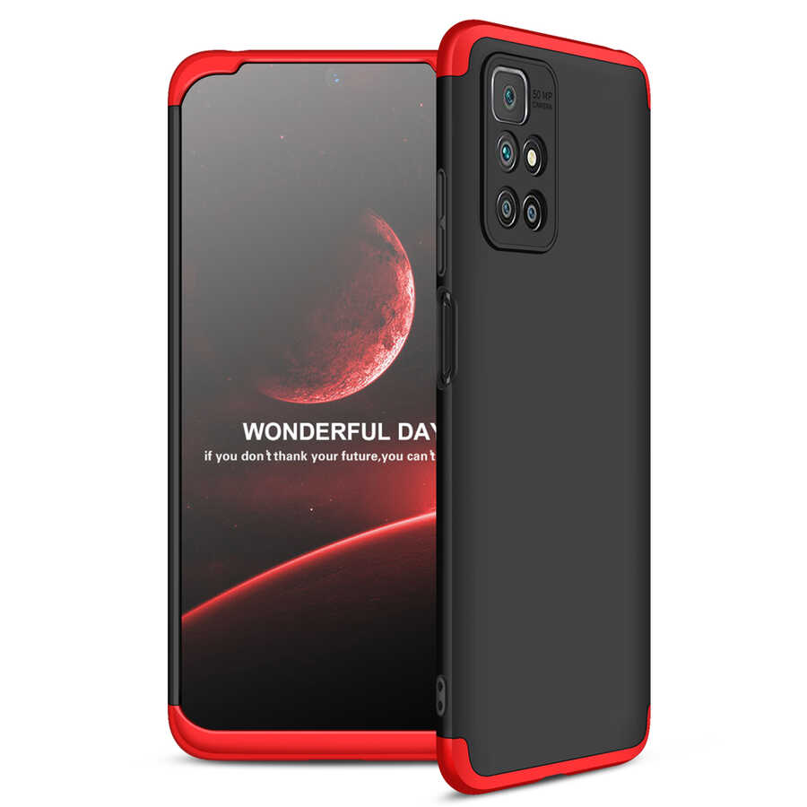Xiaomi Redmi 10 Kılıf Zore Ays Kılıf - Siyah-Kırmızı