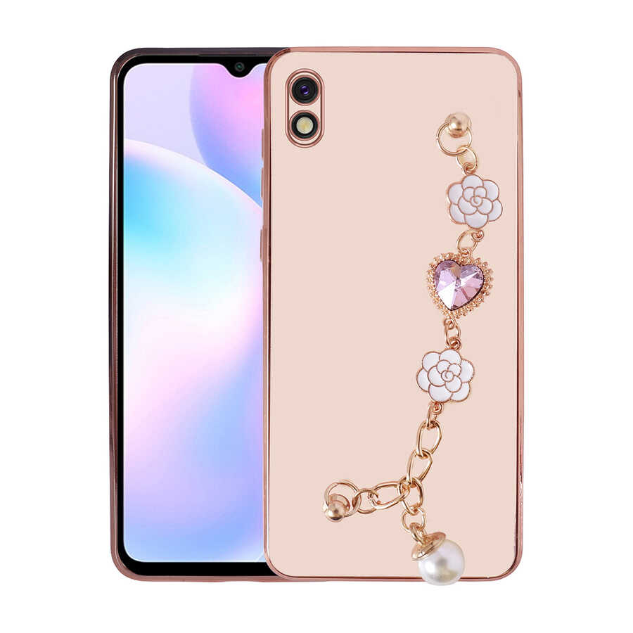 Xiaomi Redmi 9A Kılıf El Tutamaçlı Kamera Korumalı Zore Taka Silikon Kılıf - Pembe