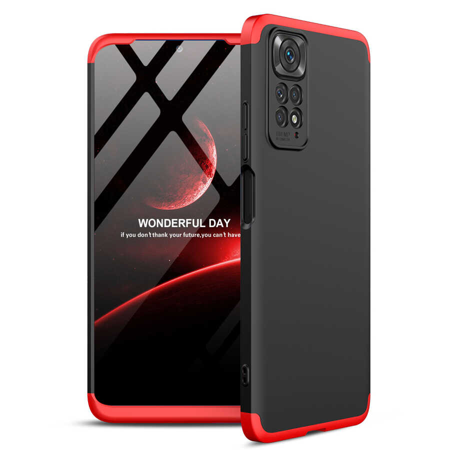 Xiaomi Redmi Note 11S Global Kılıf Zore Ays Kılıf - Siyah-Kırmızı
