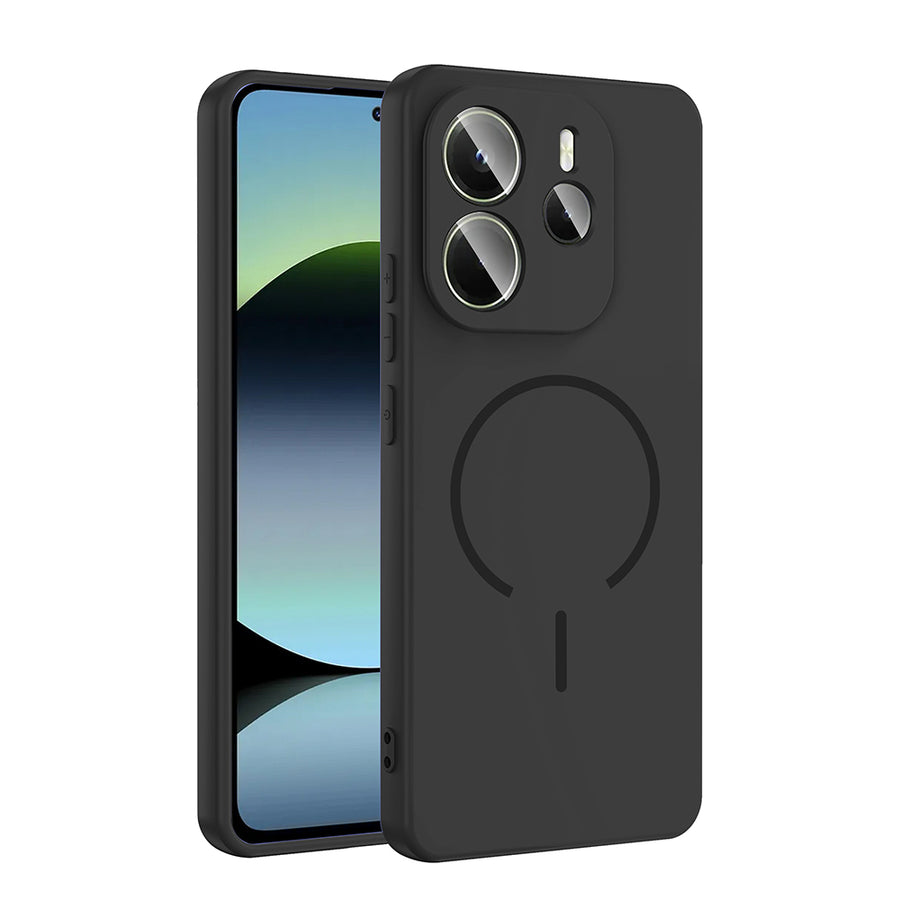 Xiaomi Redmi Note 14 4G Kılıf M-safe Şarj Özellikli Zore Meta Kılıf - Siyah