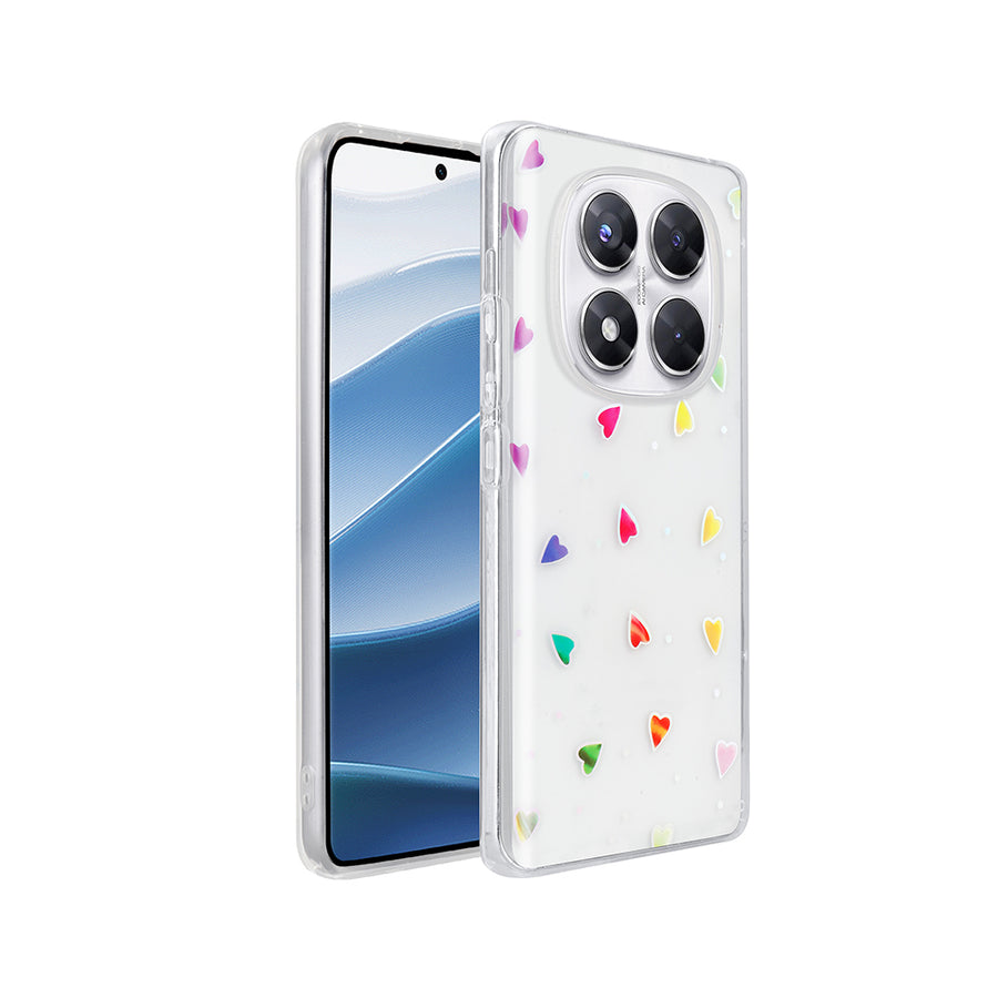 Xiaomi Redmi Note 14 Pro 4G Kılıf Şeffaf Figürlü Zore Folk Sert Kılıf - Kalp