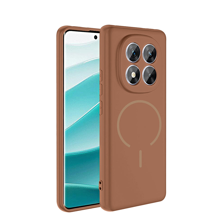 Xiaomi Redmi Note 14 Pro 5G Kılıf M-safe Şarj Özellikli Zore Meta Kılıf - Kahverengi