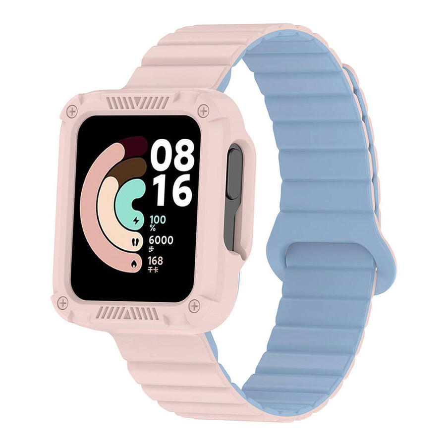 Xiaomi Redmi Watch 2 Silikon Kordon Zore KRD-105 Strap Kayış - Pembe-Mavi
