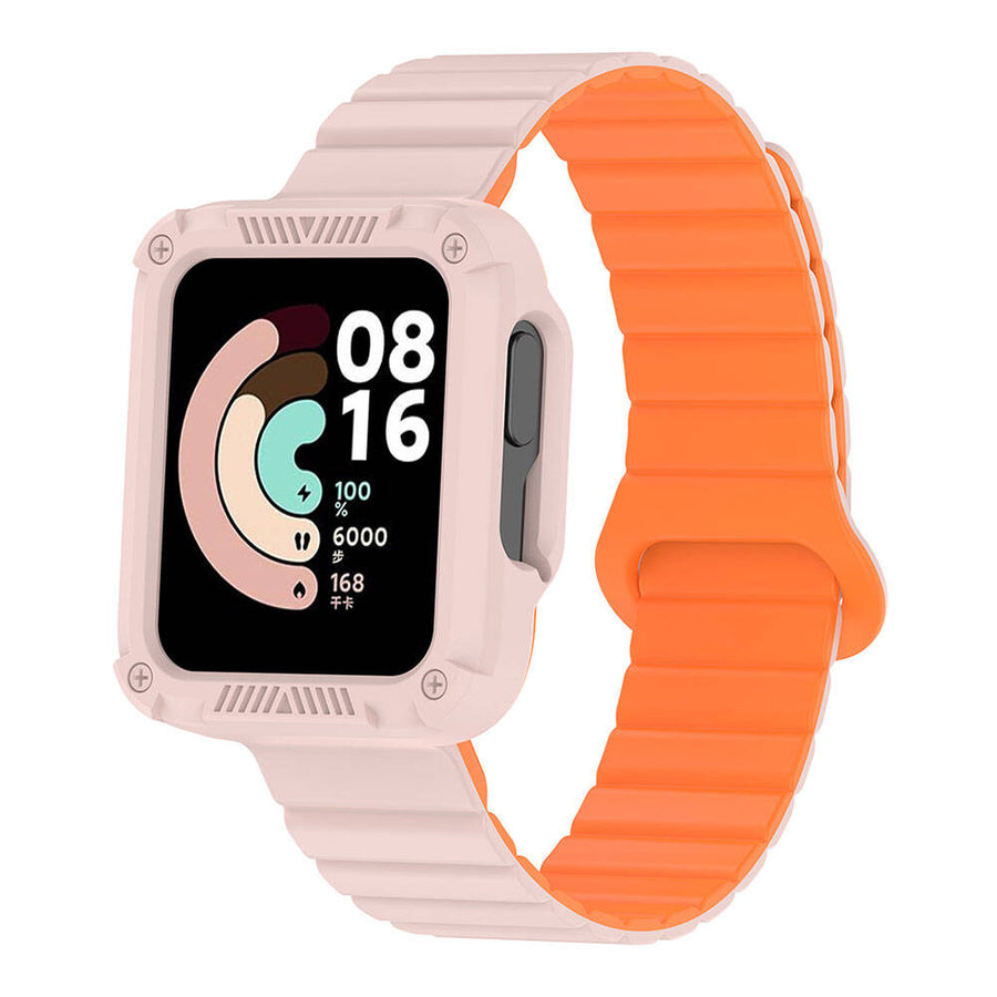 Xiaomi Redmi Watch 2 Silikon Kordon Zore KRD-105 Strap Kayış - Pembe-Turuncu